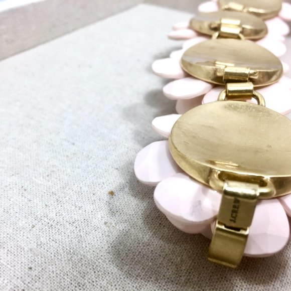 J Crew Pale Pink Rose Flower  Statement Bracelet - Picture 10 of 12